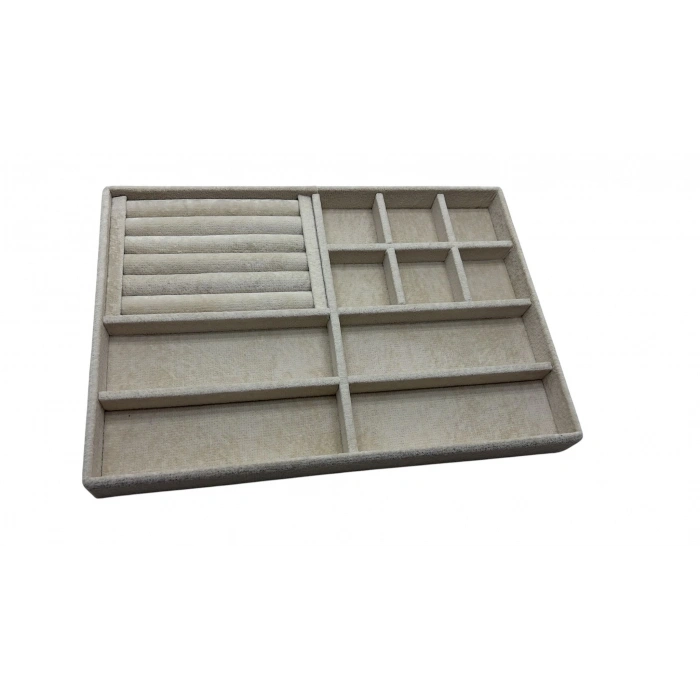 Tanzanya Model Süet Kumaş Krem Renk 24/34 Cm Takı Organizeri