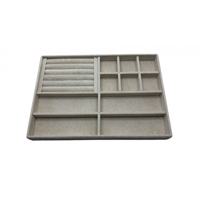 Tanzanya Model Süet Kumaş Krem Renk 24/34 Cm Takı Organizeri