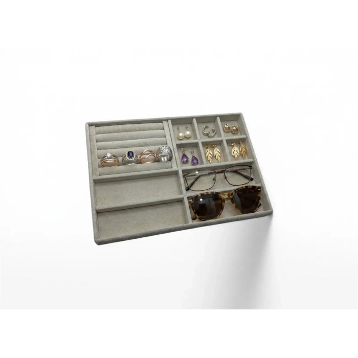 Tanzanya Model Süet Kumaş Krem Renk 24/34 Cm Takı Organizeri