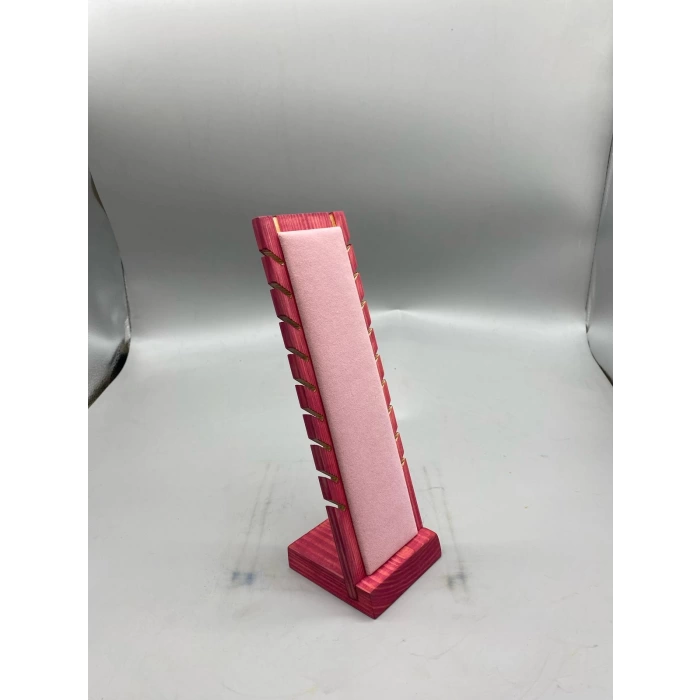 Ahşap El Boyaması Çift Renk 24x8 Cm Çoklu Bileklik Standı