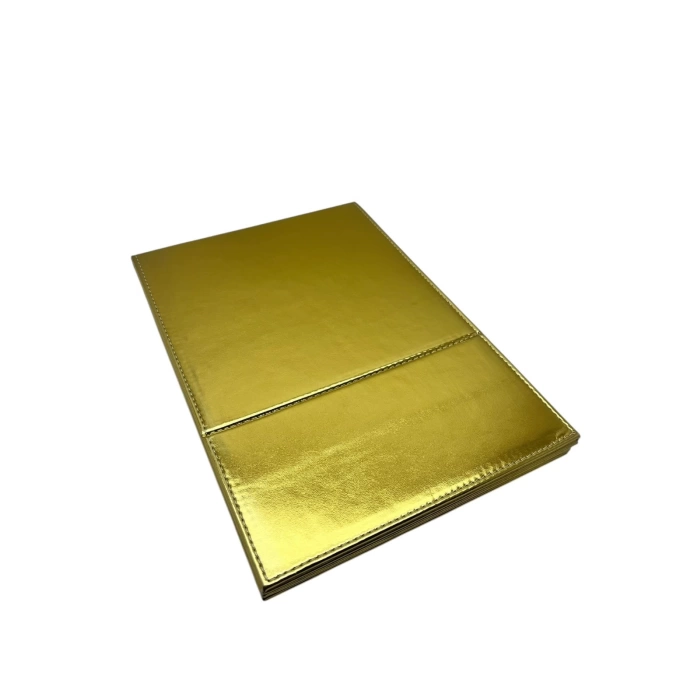 Deri Kumaş Kaplama Sarı Renk 31*31 cm Katlanabilir Ayaklı Takı Ve Makyaj Aynası