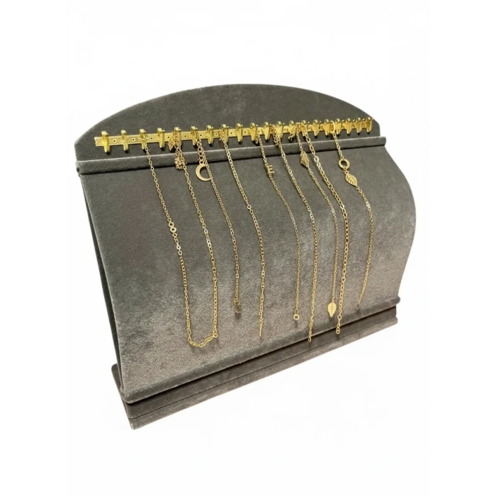 Bombeli Süet Kumaş Füme Renk 20/24 Cm Ayaklı Kancalı Bileklik Sergileme Standı