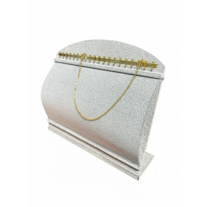 Bombeli Süet Kumaş Gri Renk 20/24 Cm Ayaklı Kancalı Bileklik Sergileme Standı