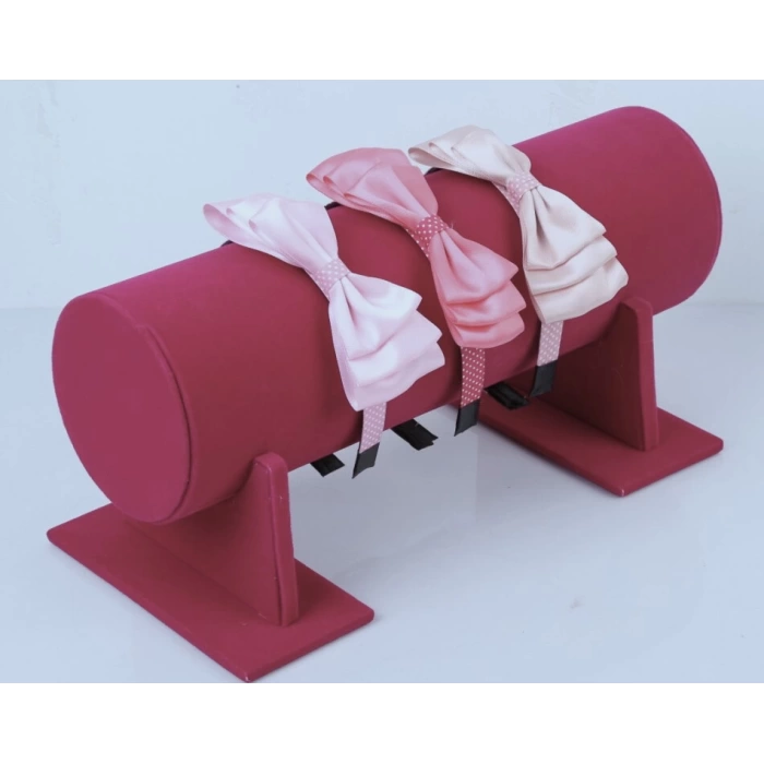 Büyük Boy Süet Kumaş Pembe Renk 40 cm Ayaklı Taç Standı