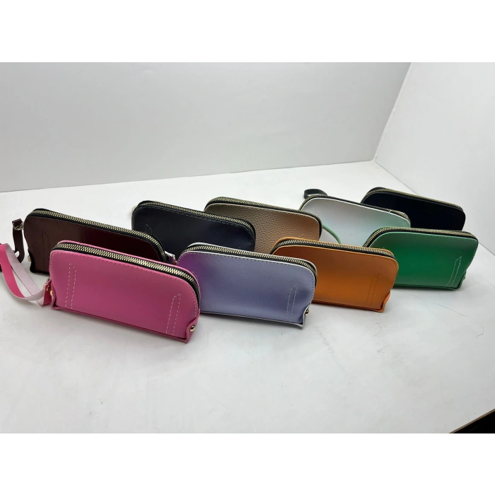 Deri Kumaş Kahve Renk 17x10 Cm Takı-Makyaj Fermuarlı Çantası