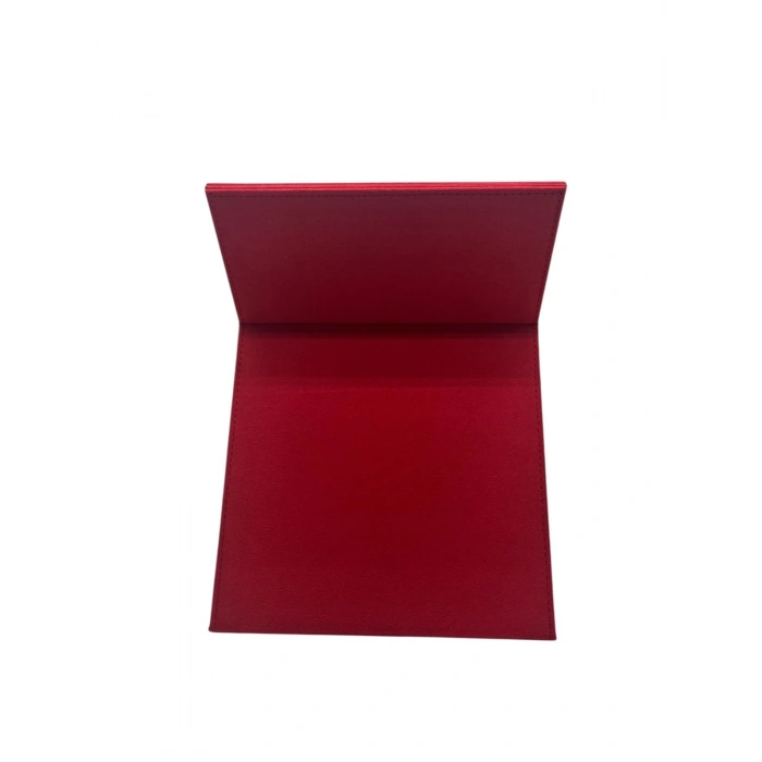 Süet Kumaş Kaplama Kırmızı Renk 31*31 cm Katlanabilir Ayaklı Takı Ve Makyaj Aynası