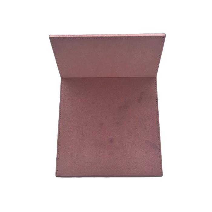 Süet Kumaş Kaplama Pembe Renk 31*31 cm Katlanabilir Ayaklı Takı Ve Makyaj Aynası