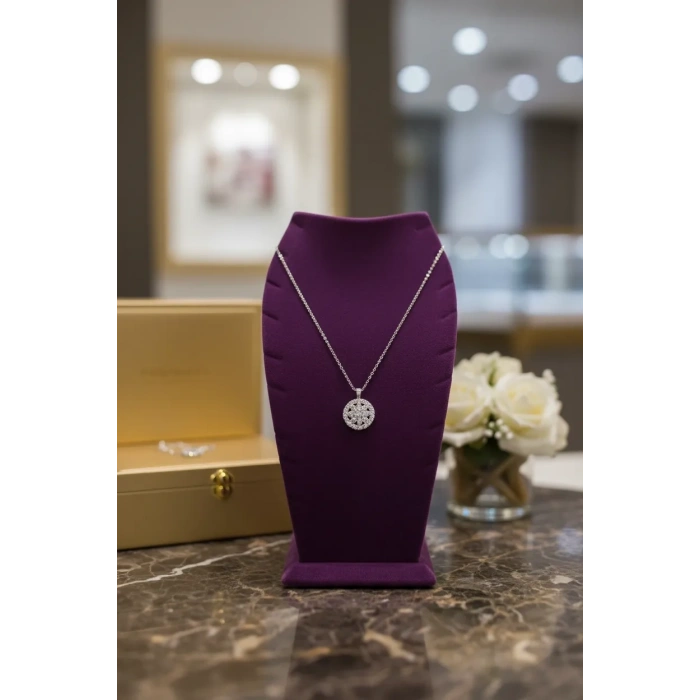 Dubai Model Süet Kumaş Mor Renk 25/12 Cm Kolye - Zincir Ayaklı Stand