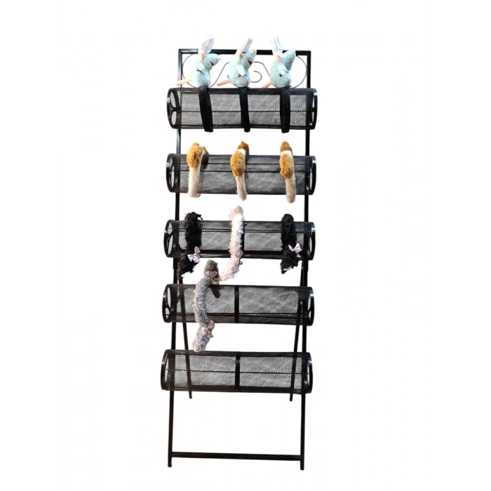 İthal Metal Ayaklı Siyah Renk 148/49 cm Beş Katlı Taç Standı