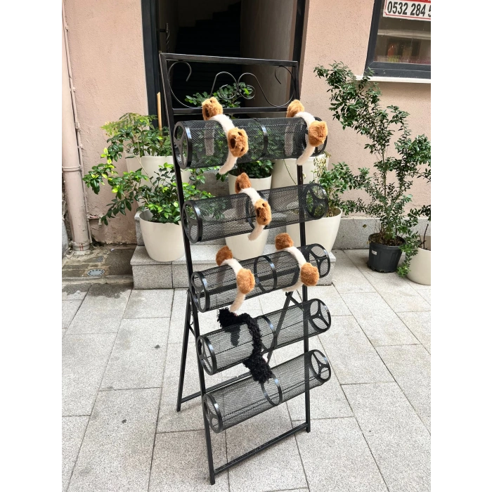 İthal Metal Ayaklı Siyah Renk 148/49 cm Beş Katlı Taç Standı