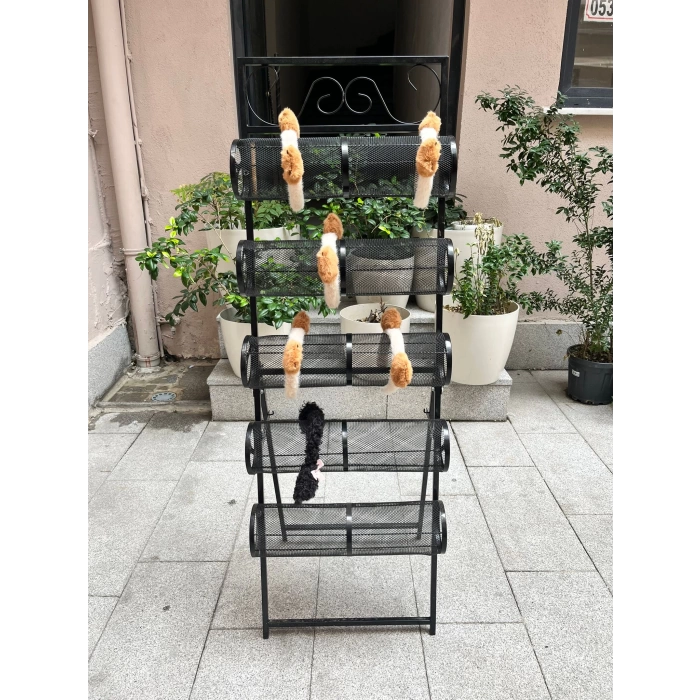 İthal Metal Ayaklı Siyah Renk 148/49 cm Beş Katlı Taç Standı