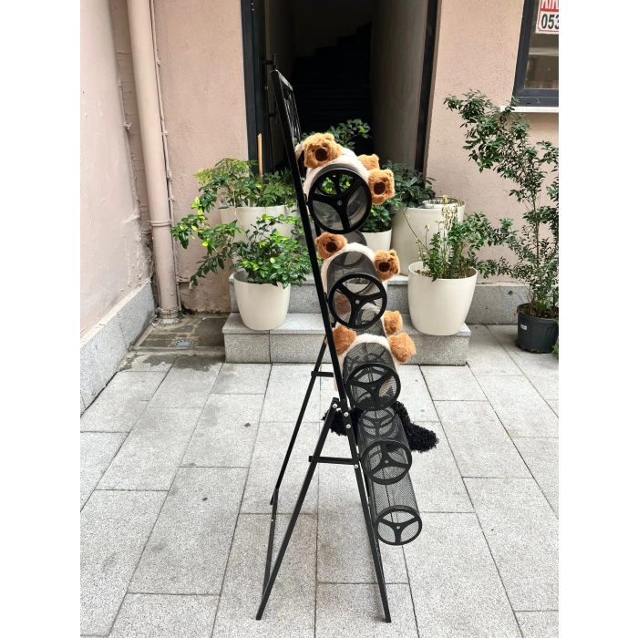 İthal Metal Ayaklı Siyah Renk 148/49 cm Beş Katlı Taç Standı