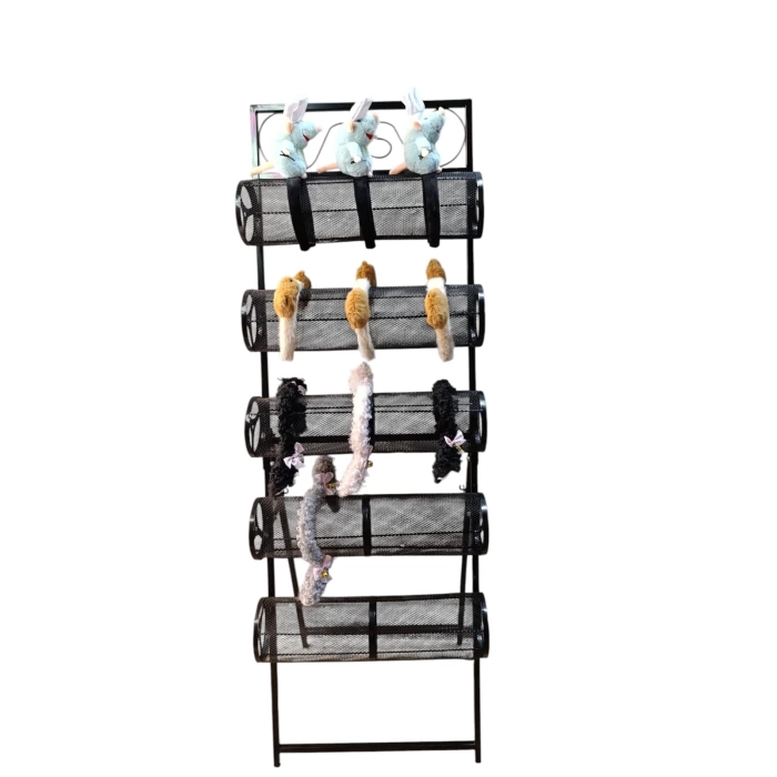 İthal Metal Ayaklı Siyah Renk 148/49 cm Beş Katlı Taç Standı