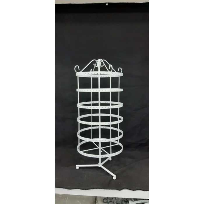 İthal Metal Dönen Yuvarlak Model Beyaz Renk 46x16 Cm Küpe Standı