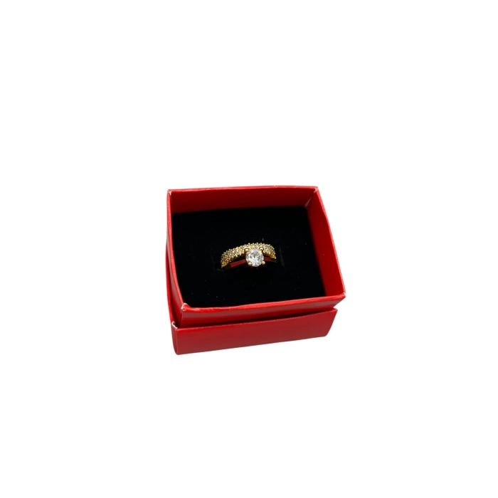 Karton Kırmızı Renk Süngerli 5/4 cm Yüzük Takı Kutusu