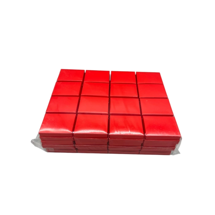 Karton Kırmızı Renk Süngerli 8/6 cm Üçlü Set Takı Kutusu