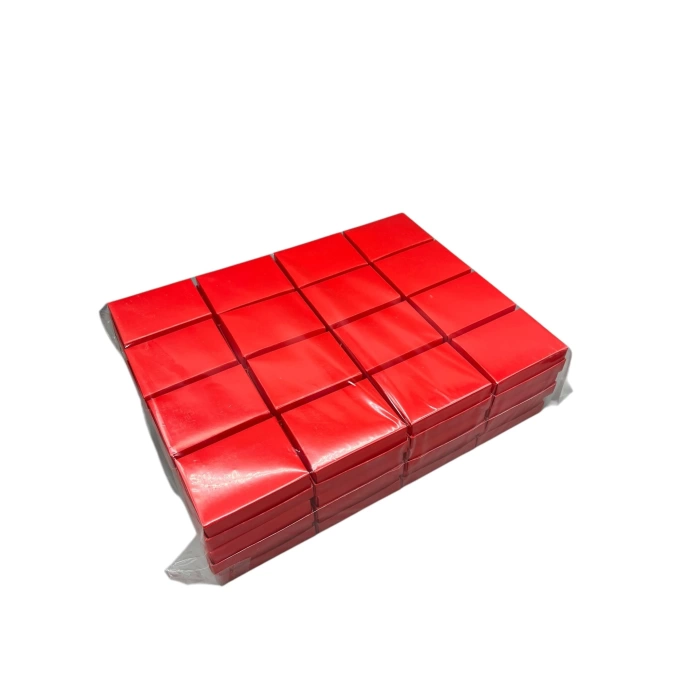 Karton Kırmızı Renk Süngerli 8/6 cm Üçlü Set Takı Kutusu