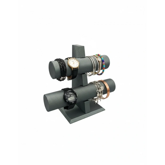 Lüx İmera Deri Kumaş Yeşil Renk Boy 22 cm En 24 cm Tekli T Model Bilezik Sergileme