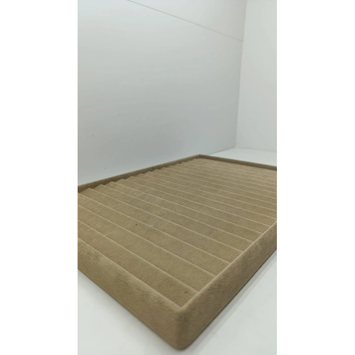 Madrid Model Süet Kumaş Sütlü Kahve Renk 34/24Cm Kademeli Çekmece İçi Bileklik Tablası