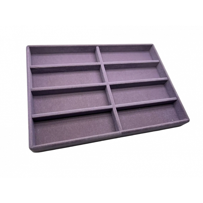 New York Model Süet Kumaş Lila Renk 34/24 cm Bölmeli Çekmece Içi Gözlük Standı