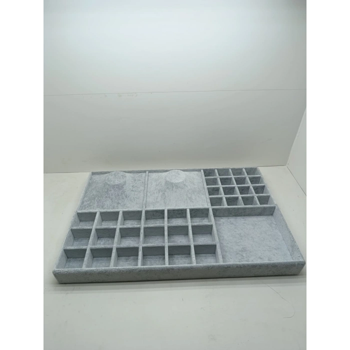 Yerli Üretim Süet Kumaş 55/35 Cm Süet Kaplama Gri Renk Çekmece içi Takı Tablası