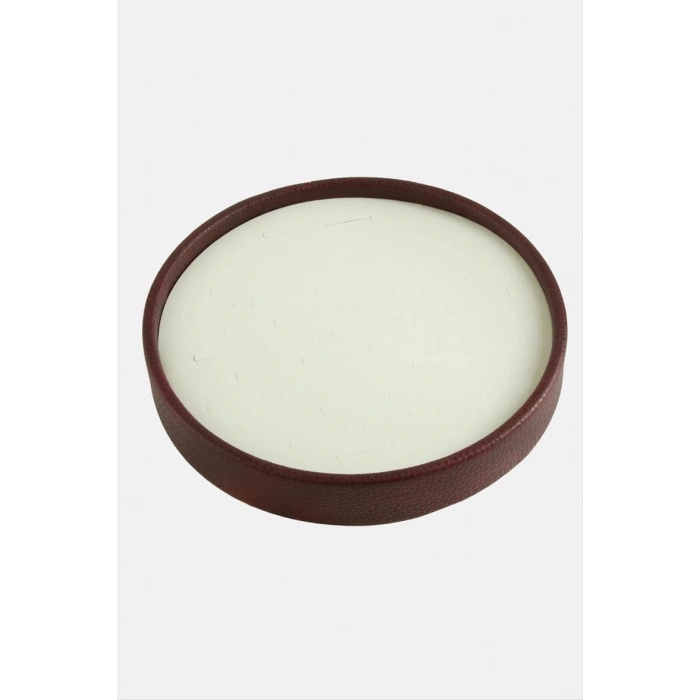 Silindir Model Deri Kumaş Bordo Renk 20/20 cm Batırmalı Yüzük Tablası