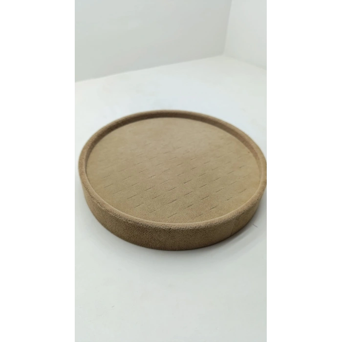 Silindir Model Süet Kumaş 20/20 cm Batırmalı Sütlü Kahve Küpe-Piercing Tablası