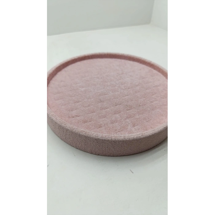 Silindir Model Süet Kumaş 20/20 cm Batırmalı Pembe Küpe-Piercing Tablası
