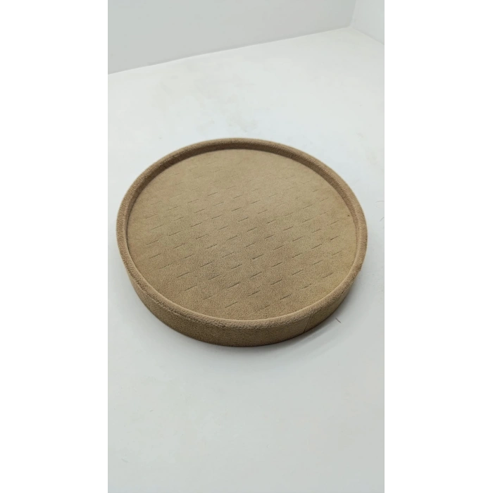 Silindir Model Süet Kumaş 20/20 cm Batırmalı Sütlü Kahve Küpe-Piercing Tablası