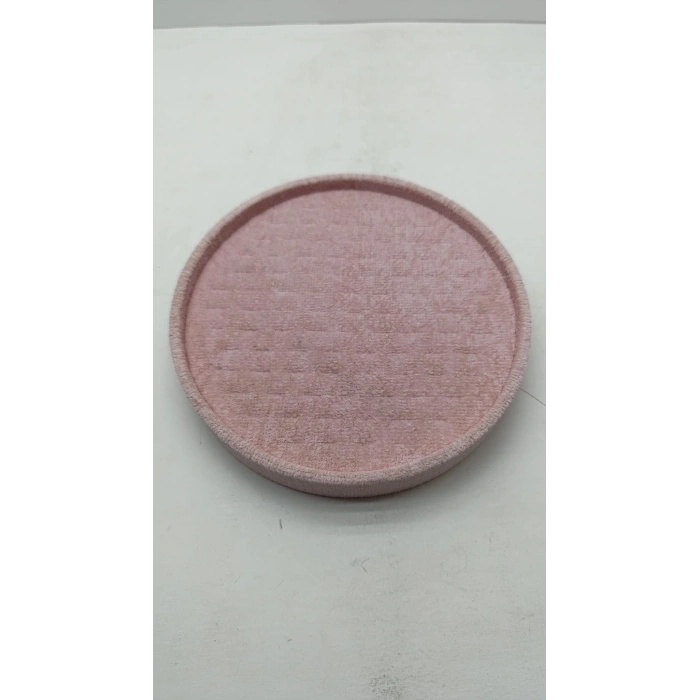 Silindir Model Süet Kumaş 20/20 cm Batırmalı Pembe Küpe-Piercing Tablası