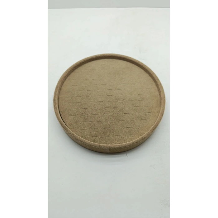 Silindir Model Süet Kumaş 20/20 cm Batırmalı Sütlü Kahve Küpe-Piercing Tablası