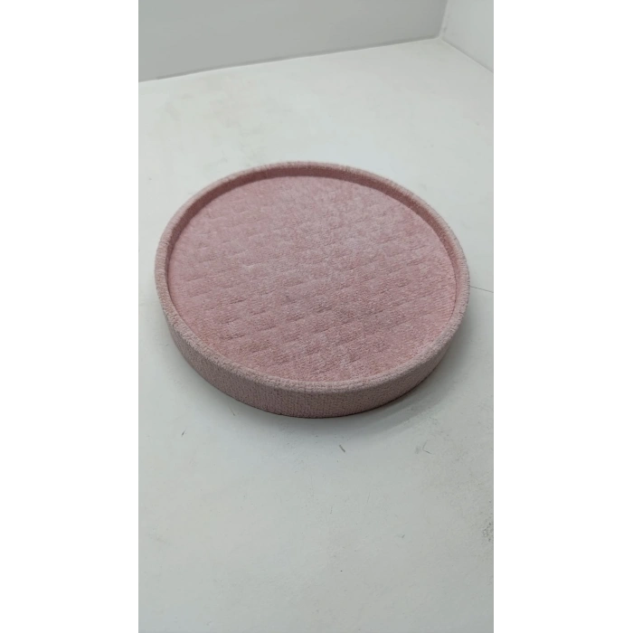 Silindir Model Süet Kumaş 20/20 cm Batırmalı Pembe Küpe-Piercing Tablası