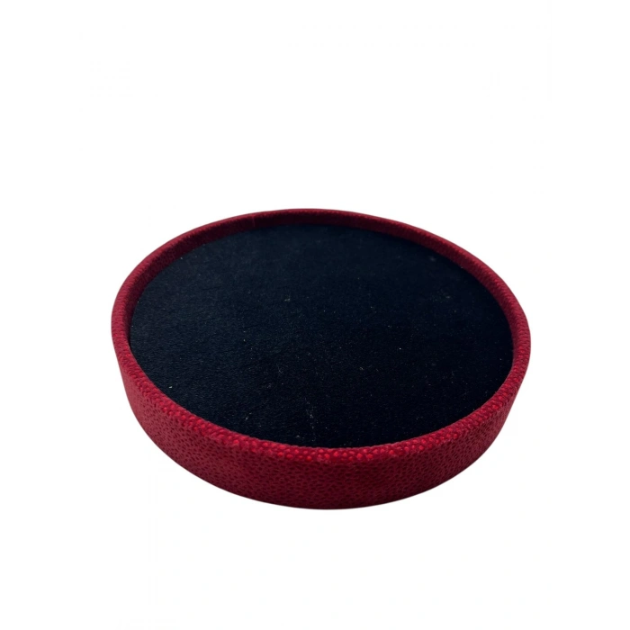 Silindir Model Süet Kumaş 20/20 cm Batırmalı Siyah-Kırmızı Küpe-Piercing Tablası