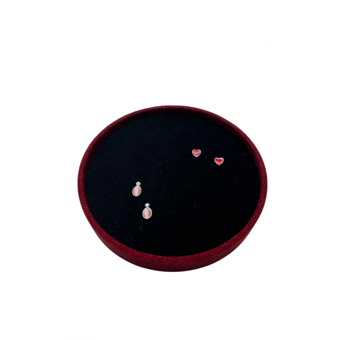 Silindir Model Süet Kumaş 20/20 cm Batırmalı Siyah-Kırmızı Küpe-Piercing Tablası
