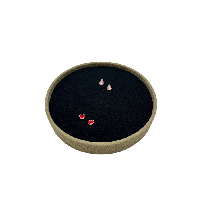 Silindir Model Süet Kumaş 20/20 cm Batırmalı Siyah Küpe-Piercing Tablası