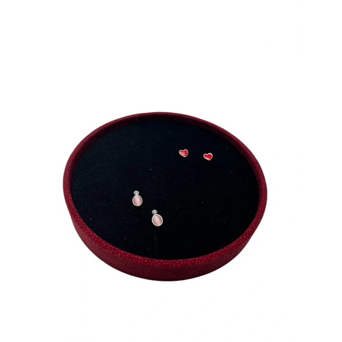 Silindir Model Süet Kumaş 20/20 cm Batırmalı Siyah-Kırmızı Küpe-Piercing Tablası