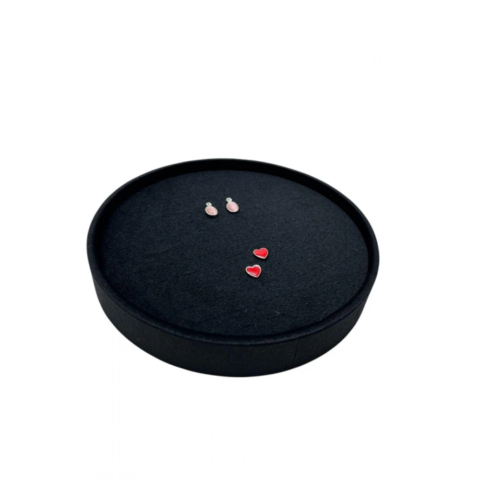 Silindir Model Süet Kumaş 20/20 cm Batırmalı Siyah Küpe-Piercing Tablası
