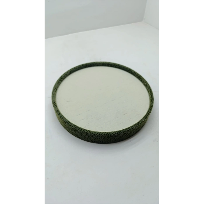 Silindir Model Süet Kumaş 20/20 cm Batırmalı Yeşil-Krem Küpe-Piercing Tablası