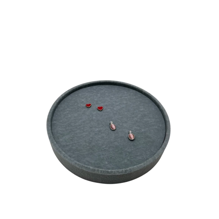 Silindir Model Süet Kumaş Gri Renk 20/20 cm Batırmalı Küpe-Piercing Tablası