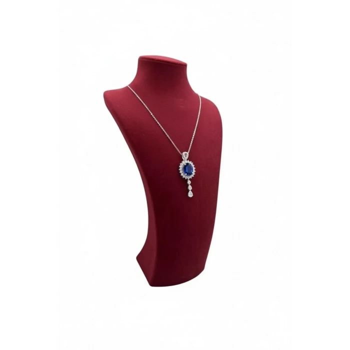 Süet Kumaş Bordo Renk Kolye Gerdanlık Zincir 25/12 Cm Takı Sergileme Mankeni