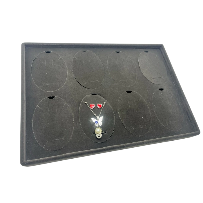 Süet Kumaş Füme 34-24 Cm Ayaklı 8 Pedli Kolye Tabla Stand