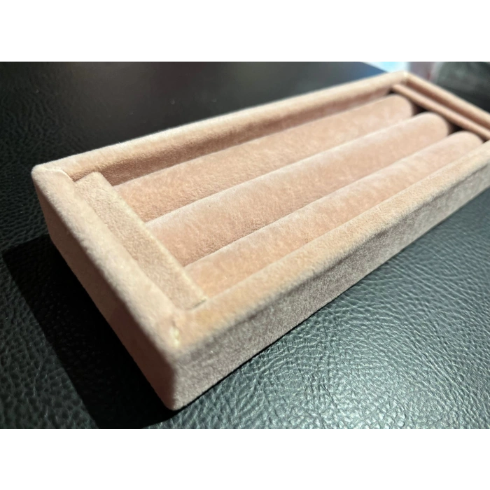 Yerli Üretim Ufak Boy Süet Kumaş Pembe Renk 18 / 7 Cm Rulo Çekmece Içi Yüzük Standı