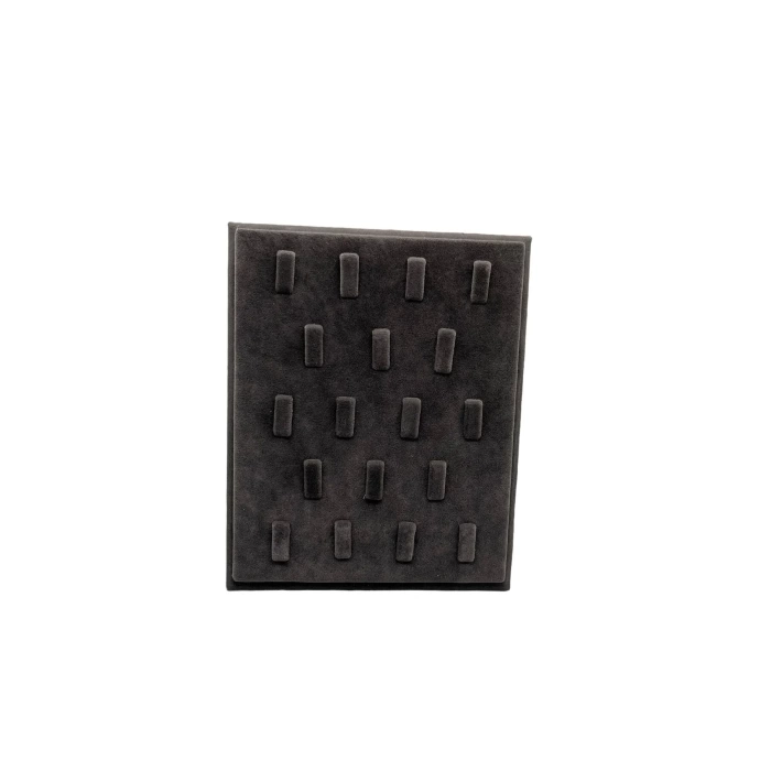 Süet Kumaş Füme Renk 20/16 Cm Ayaklı Yüzük Sergileme Standı