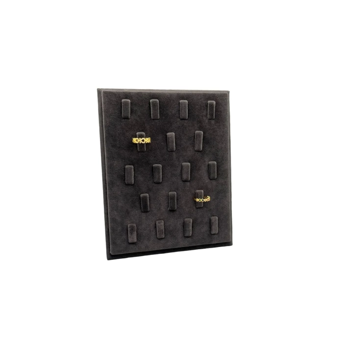 Süet Kumaş Füme Renk 20/16 Cm Ayaklı Yüzük Sergileme Standı