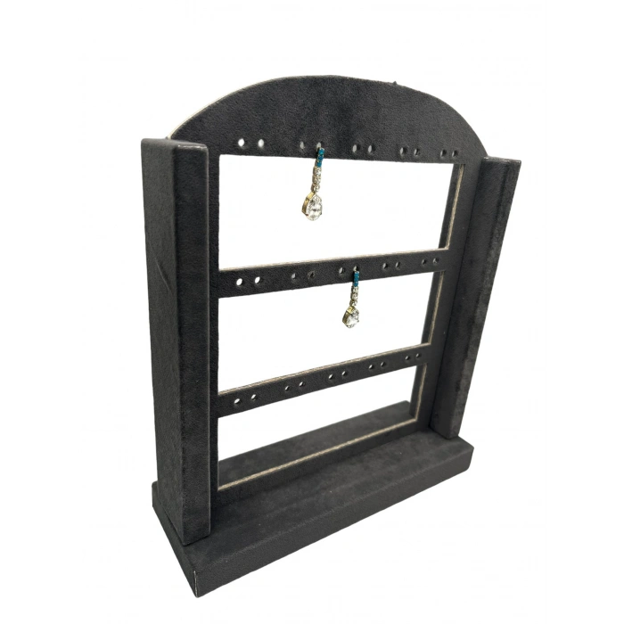 Süet Kumaş Siyah Renk 26/22 cm Ayaklı Küpe Standı