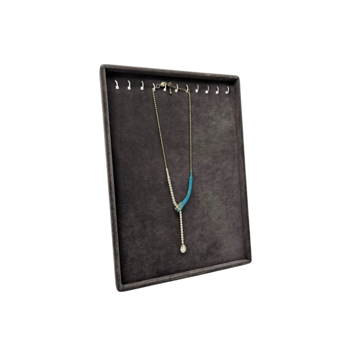 Süet Kumaş Füme Renk 34/24 Cm Ayaklı Kolye Sergileme Standı