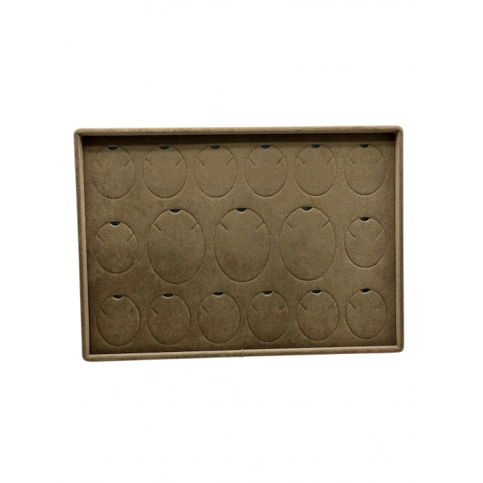 Süet Kumaş Kahve 34-24 Cm Ayaklı 17 Pedli Kolye Tabla Stand