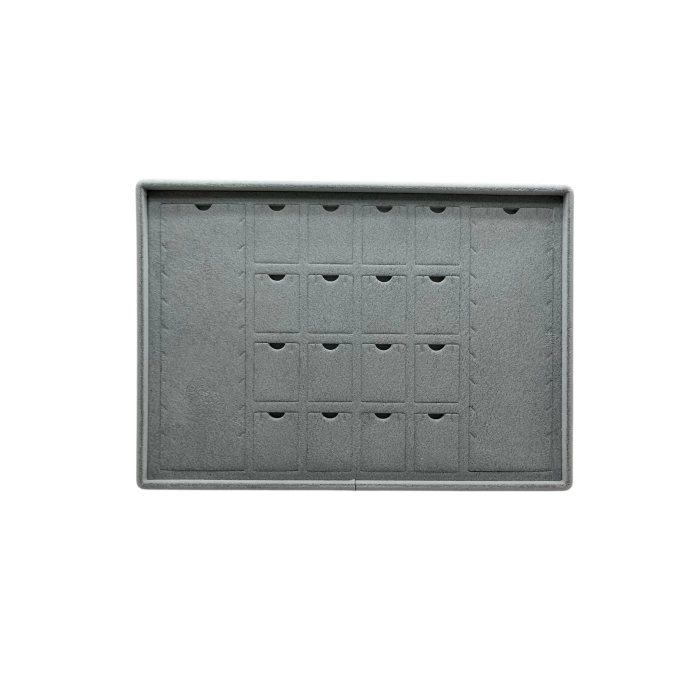 Süet Kumaş Gri 34-24 Cm Ayaklı 18 Pedli Kolye Tabla Stand