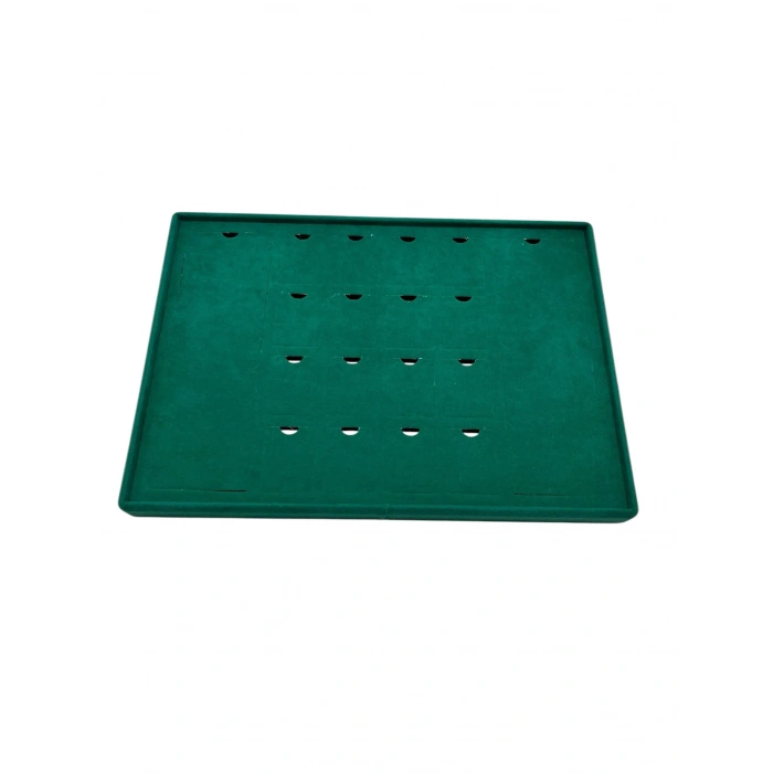Süet Kumaş Yeşil 34-24 Cm Ayaklı 18 Pedli Kolye Tabla Stand