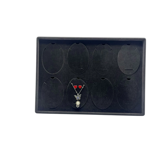 Süet Kumaş Siyah 34-24 Cm Ayaklı 8 Pedli Kolye Tabla Stand